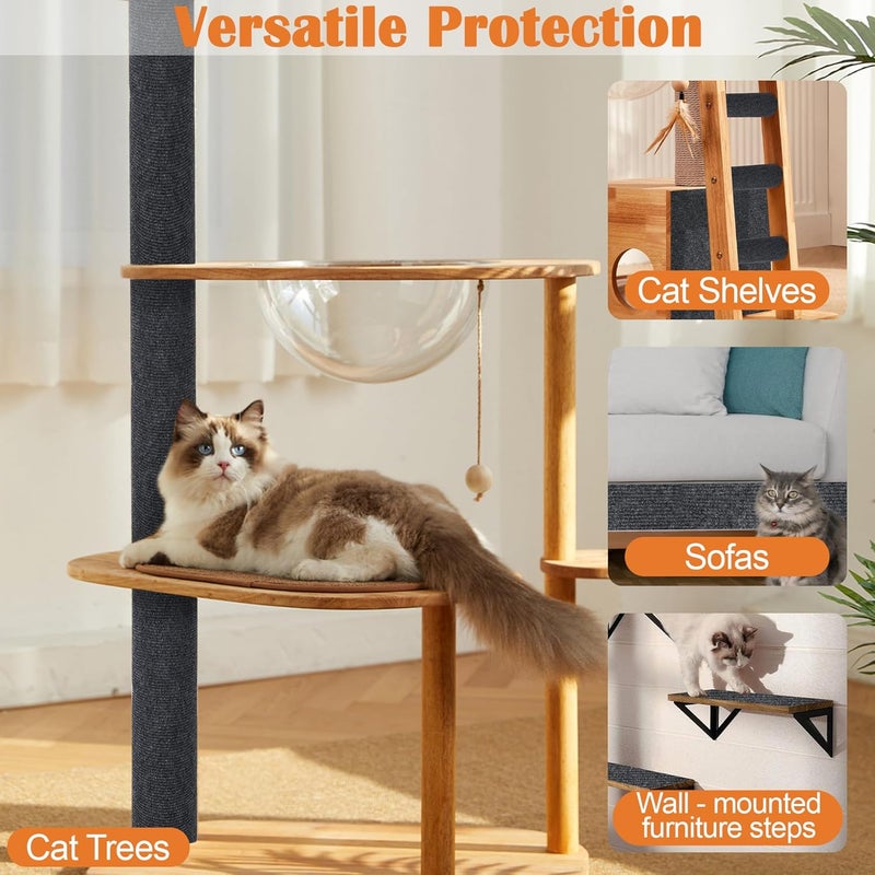 Inchoco Cat Scratch Furniture Protector - 138" x 17" Trimmable Self-Adhesive Cats Claws Scratch Pads, DIY Cat Climbing Couch Protector for Scratch Post Cat Tree Replacement Indoor (Dark Gray) - Image 5